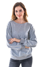 Women's Long Sleeve Cotton Knitted Sequined Sweatshirt Tops - Apperloth