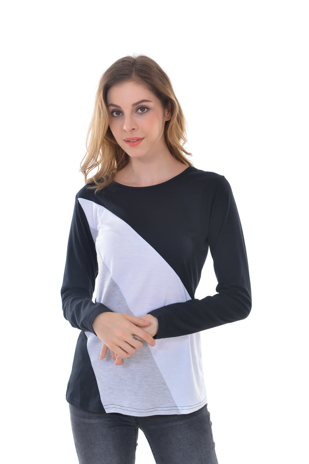 Women’s Round Neck Stretch T Shirt Top Blouse - Apperloth
