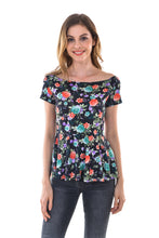 Women's Sexy Off Shoulder Slim  Floral Print Peplum Top - Apperloth
