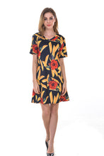Women's Floral Print Short Sleeve Mini A Line Dresses - Apperloth