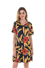 Women's Floral Print Short Sleeve Mini A Line Dresses - Apperloth