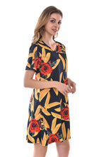 Women's Floral Print Short Sleeve Mini A Line Dresses - Apperloth