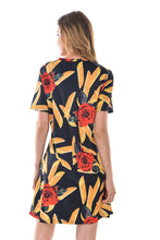 Women's Floral Print Short Sleeve Mini A Line Dresses - Apperloth