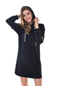 Women's Warm Pocket Pullover Knit Hoodie Tunic Sweatshirt Dress - Apperloth