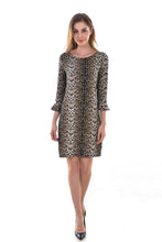 Women's Leopard Keyhole Back T-Shirt Loose Tunic Swing Dress - Apperloth