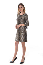 Women's Leopard Keyhole Back T-Shirt Loose Tunic Swing Dress - Apperloth