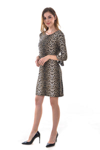 Women's Leopard Keyhole Back T-Shirt Loose Tunic Swing Dress - Apperloth