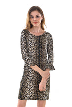 Women's Leopard Keyhole Back T-Shirt Loose Tunic Swing Dress - Apperloth