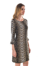 Women's Leopard Keyhole Back T-Shirt Loose Tunic Swing Dress - Apperloth