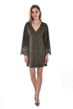 Women's V Neck Crochet Floral Loose A-Line Cocktail Dress - Apperloth