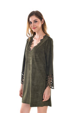 Women's V Neck Crochet Floral Loose A-Line Cocktail Dress - Apperloth