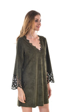 Women's V Neck Crochet Floral Loose A-Line Cocktail Dress - Apperloth