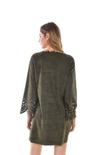 Women's V Neck Crochet Floral Loose A-Line Cocktail Dress - Apperloth