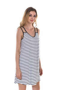 Women's Striped Loose Tank Top Dresses - Apperloth