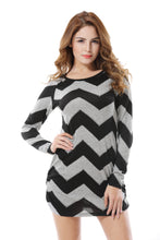Women's Chevron Pattern Knitted Slim Top Mini Dress - Apperloth