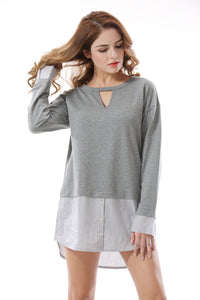 Women's Striped Panel Asymmetrical Hem Mini Dress Top - Apperloth