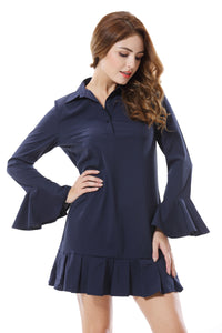 Women's Solid V Ruched Hem Knited Mini Dress - Apperloth