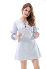 Women's Plus Size Embroidery Striped Shirt Dresses - Apperloth