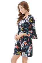 Women's Floral Print V-Neck A Line Mini Dress - Apperloth