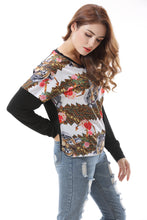 Women's Floral Tiger Print Loose Raglan T-Shirt Tops - Apperloth
