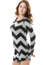 Women's Chevron Pattern Knitted Slim Top Mini Dress - Apperloth