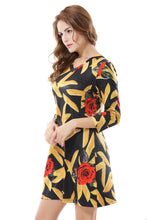 Women's V-Neck Floral Print Mini A Line Dresses - Apperloth