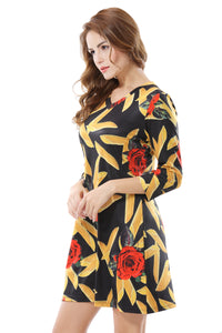 Women's V-Neck Floral Print Mini A Line Dresses - Apperloth
