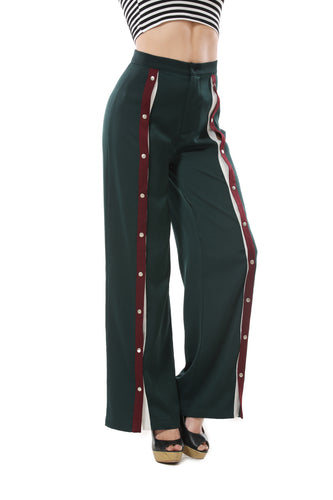 Women's Front Stripe High Split Pants Wide Leg Trouser - Apperloth