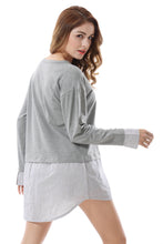 Women's Striped Panel Asymmetrical Hem Mini Dress Top - Apperloth