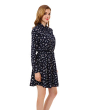 Women's Vintage Floral Print Button Front Chiffon Dresses - Apperloth