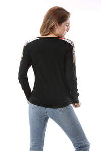 Women's Floral Tiger Print Loose Raglan T-Shirt Tops - Apperloth