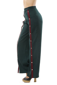 Women's Front Stripe High Split Pants Wide Leg Trouser - Apperloth