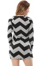 Women's Chevron Pattern Knitted Slim Top Mini Dress - Apperloth