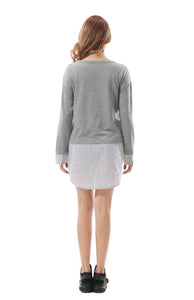 Women's Striped Panel Asymmetrical Hem Mini Dress Top - Apperloth