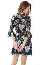 Women's Floral Print V-Neck A Line Mini Dress - Apperloth