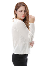 Women's V Neck White Wrap Top Shirt Blouse - Apperloth
