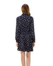Women's Vintage Floral Print Button Front Chiffon Dresses - Apperloth