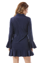 Women's Solid V Ruched Hem Knited Mini Dress - Apperloth