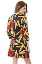 Women's V-Neck Floral Print Mini A Line Dresses - Apperloth