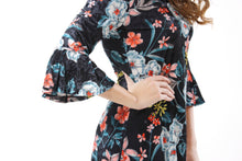 Women's Floral Print V-Neck A Line Mini Dress - Apperloth