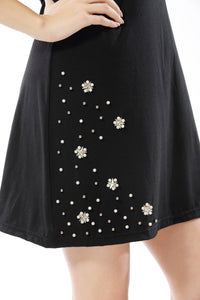 Women's Sequin Beaded Flower Print Cocktail Dress - Apperloth