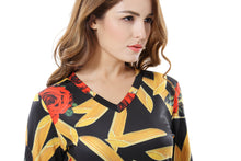 Women's V-Neck Floral Print Mini A Line Dresses - Apperloth