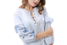 Women's Plus Size Embroidery Striped Shirt Dresses - Apperloth