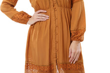 Women's Sexy V Neck Lace Stitching Empire Waist Long Dresses - Apperloth