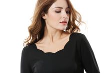 Women's Black Scalloped Neckline  Cocktail Mini Dress - Apperloth