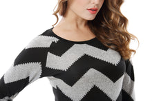 Women's Chevron Pattern Knitted Slim Top Mini Dress - Apperloth