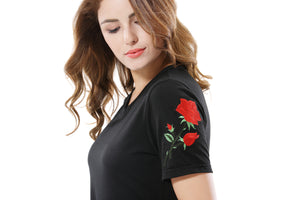 Women's Sequin Beaded Flower Print Cocktail Dress - Apperloth