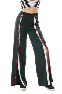 Women's Front Stripe High Split Pants Wide Leg Trouser - Apperloth