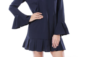 Women's Solid V Ruched Hem Knited Mini Dress - Apperloth