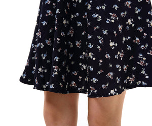 Women's Vintage Floral Print Button Front Chiffon Dresses - Apperloth
